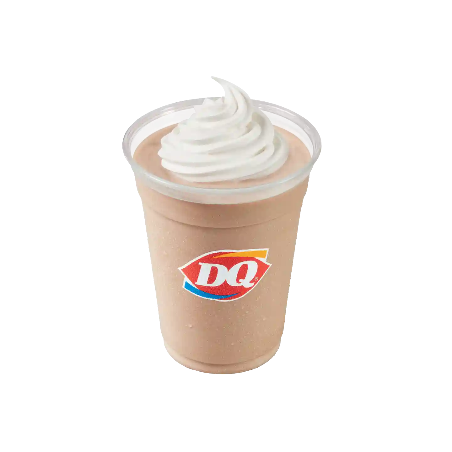 Chocolate Shake with whipped cream topping in a DQ cup.